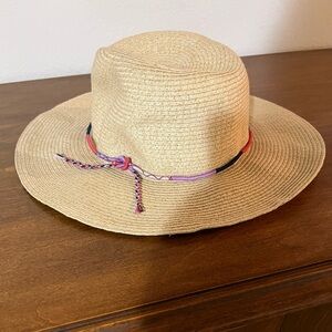 Maurices Tan Straw Hat with Multicolor Band